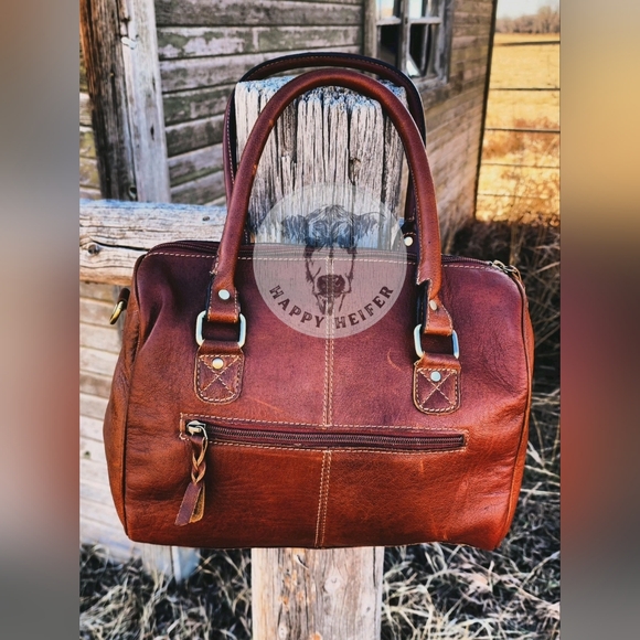 Genuine Cowhide And Handtooled Leather Speedy Bag - Picture 3 of 4